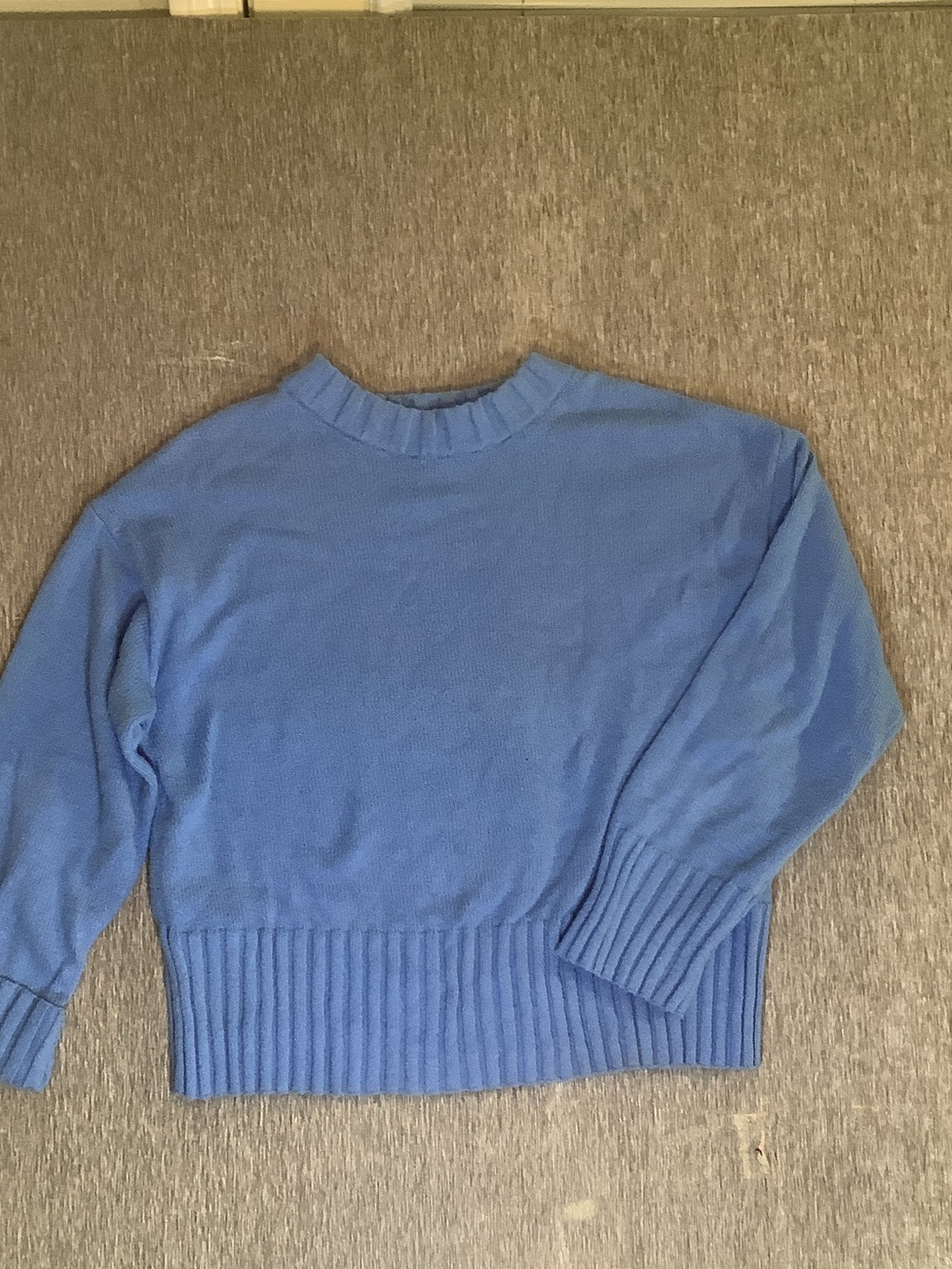 GAP Lg Blue Women's Crewneck Rib-Hem Sweater